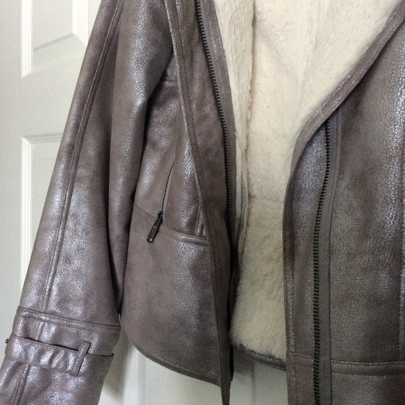 Fuzzy metallic moto jacket - Picture 3 of 5